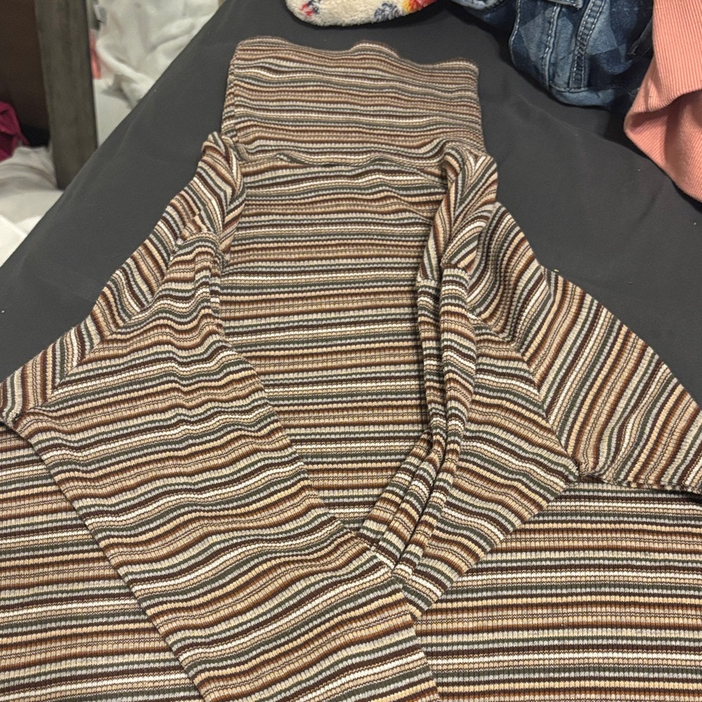 Striped Long Sleeve Turtleneck Top